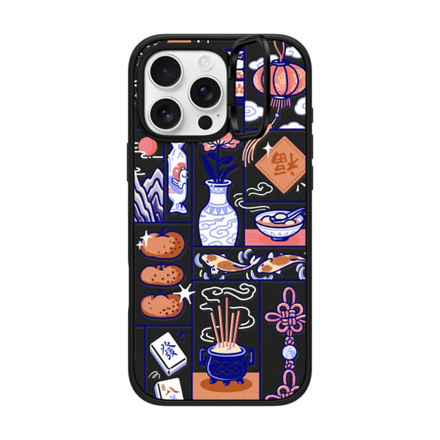 Georgina Leung x CASETiFY iPhone 16 Pro Max ケース マットブラック インパクトリングスタンドケース MagSafe対応 Lunar New Year