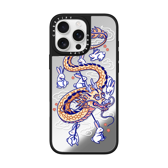 Georgina Leung x CASETiFY iPhone 16 Pro Max ケース Silver on Black ミラーケース MagSafe対応 Dragon Dance