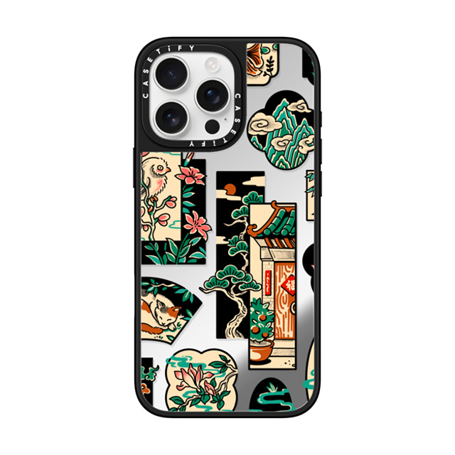 Georgina Leung x CASETiFY iPhone 16 Pro Max ケース Silver on Black ミラーケース MagSafe対応 Home Comfort