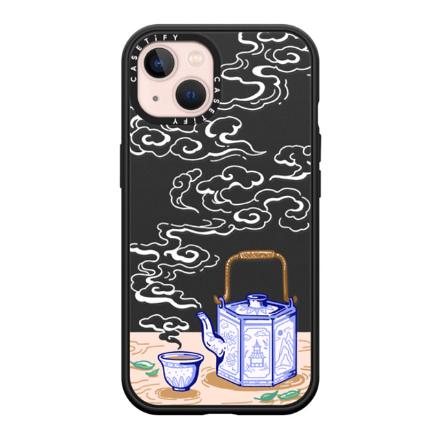 Georgina Leung x CASETiFY iPhone 13 ケース マットブラック インパクトケース MagSafe対応 Steaming Tea Leaves by Georgina Leung