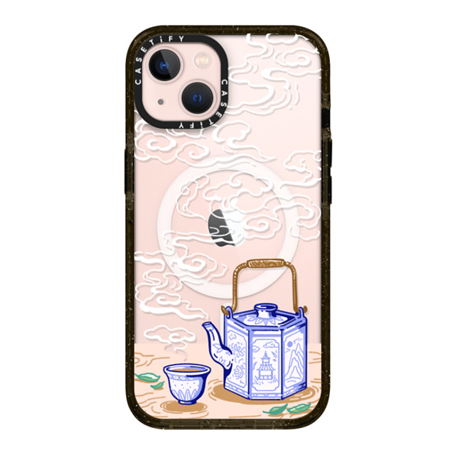 Georgina Leung x CASETiFY iPhone 13 ケース ブラック インパクトケース MagSafe対応 Steaming Tea Leaves by Georgina Leung