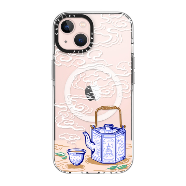 Georgina Leung x CASETiFY iPhone 13 ケース クリア クリア ケース MagSafe対応 Steaming Tea Leaves by Georgina Leung