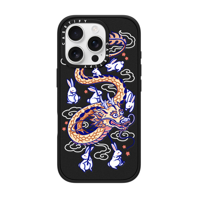 Georgina Leung x CASETiFY iPhone 16 Pro ケース マットブラック インパクトケース MagSafe対応 Dragon Dance