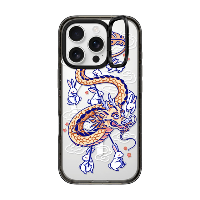 Georgina Leung x CASETiFY iPhone 16 Pro ケース ブラック インパクトリングスタンドケース MagSafe対応 Dragon Dance