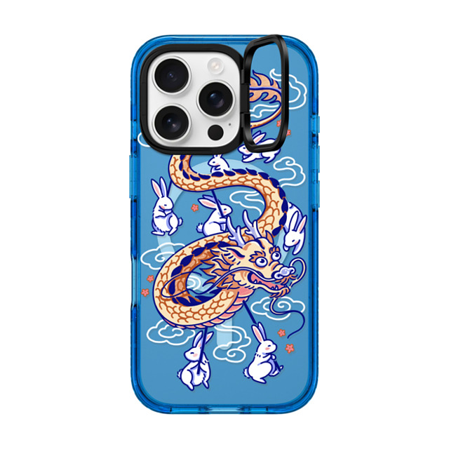 Georgina Leung x CASETiFY iPhone 16 Pro ケース スカイブルー インパクトリングスタンドケース MagSafe対応 Dragon Dance