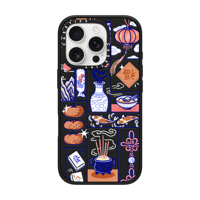 Georgina Leung x CASETiFY iPhone 16 Pro ケース マットブラック インパクトケース MagSafe対応 Lunar New Year