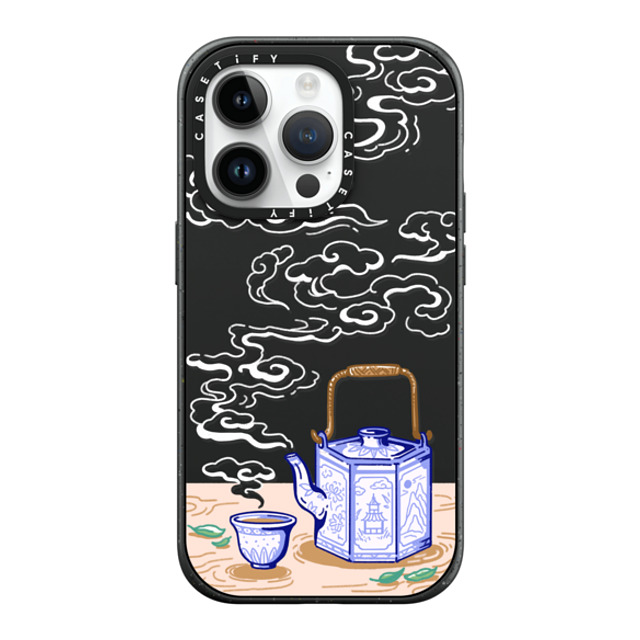 Georgina Leung x CASETiFY iPhone 14 Pro ケース マットブラック インパクトケース MagSafe対応 Steaming Tea Leaves by Georgina Leung