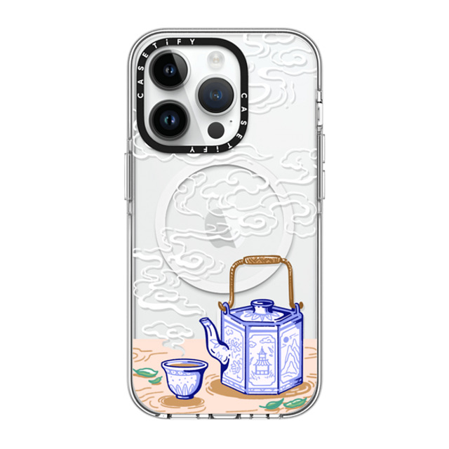Georgina Leung x CASETiFY iPhone 14 Pro Case Clear Clear Case MagSafe Compatible Steaming Tea Leaves by Georgina Leung Georgina Leung x CASETiFY iPhone 14 Pro Case Clear Clear Case MagSafe Compatible Steaming Tea Leaves by Georgina Leung
