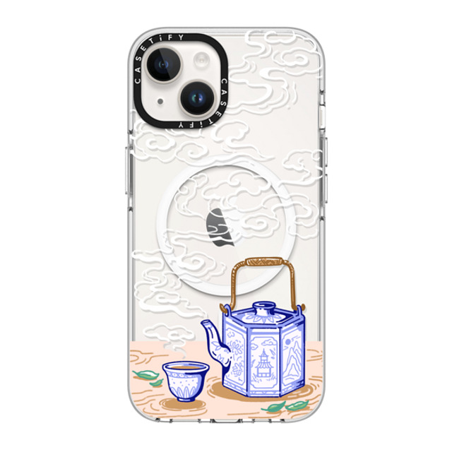 Georgina Leung x CASETiFY iPhone 14 ケース クリア クリア ケース MagSafe対応 Steaming Tea Leaves by Georgina Leung