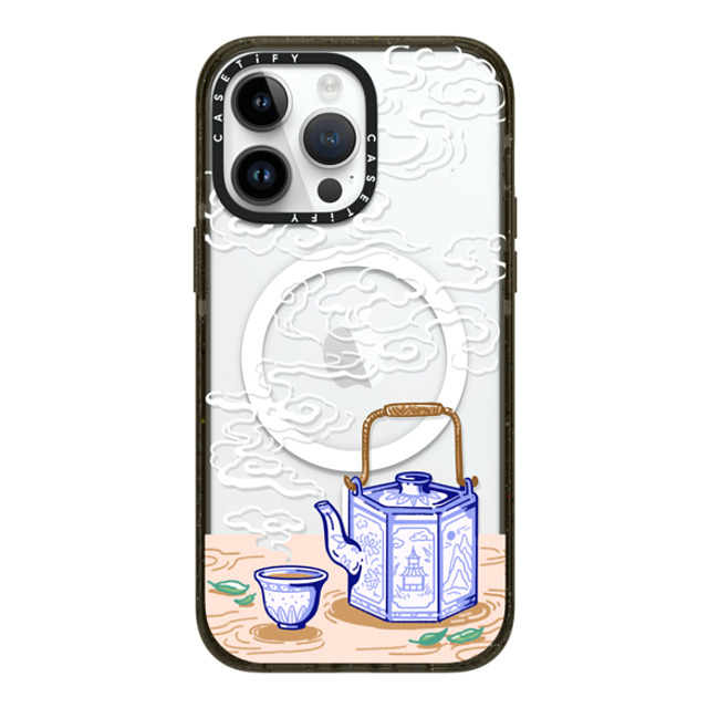 Georgina Leung x CASETiFY iPhone 14 Pro Max ケース ブラック インパクトケース MagSafe対応 Steaming Tea Leaves by Georgina Leung