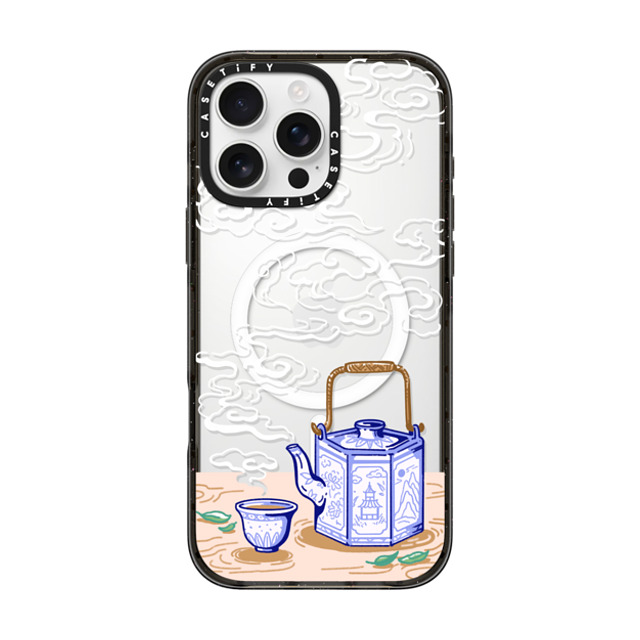 Georgina Leung x CASETiFY iPhone 16 Pro Max ケース ブラック インパクトケース MagSafe対応 Steaming Tea Leaves by Georgina Leung