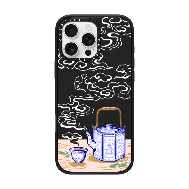 Georgina Leung x CASETiFY iPhone 16 Pro Max ケース マットブラック インパクトケース MagSafe対応 Steaming Tea Leaves by Georgina Leung