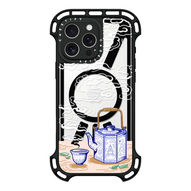 Georgina Leung x CASETiFY iPhone 16 Pro Max ケース ブラック ウルトラ バウンスケース MagSafe対応 Steaming Tea Leaves by Georgina Leung