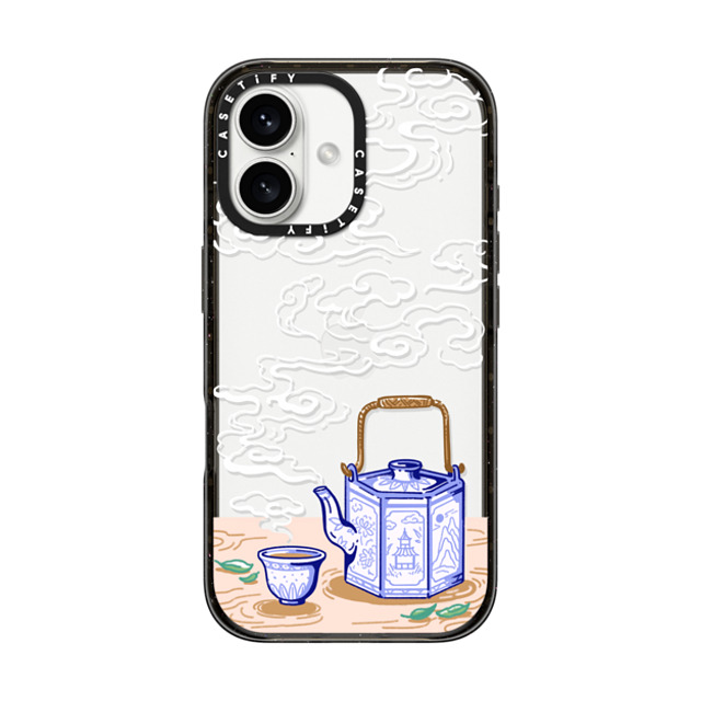 Georgina Leung x CASETiFY iPhone 16 ケース ブラック インパクトケース Steaming Tea Leaves by Georgina Leung