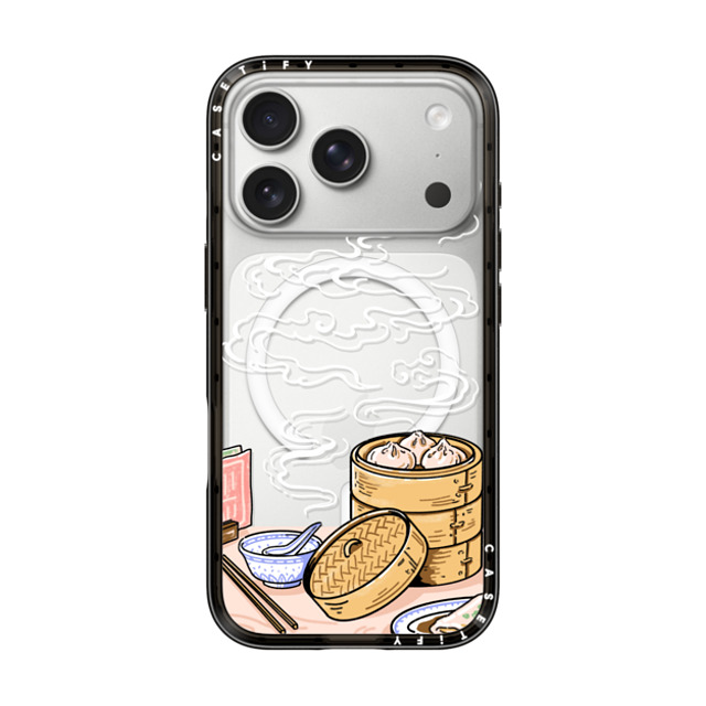 Georgina Leung x CASETiFY iPhone 17 Pro ケース Food,Fine Art ブラック コンパクトケース MagSafe対応 Dim Sum by Georgina Leung