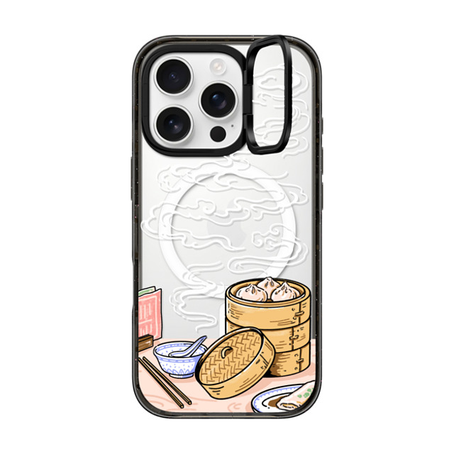 Georgina Leung x CASETiFY iPhone 16 Pro ケース ブラック インパクトリングスタンドケース MagSafe対応 Dim Sum by Georgina Leung