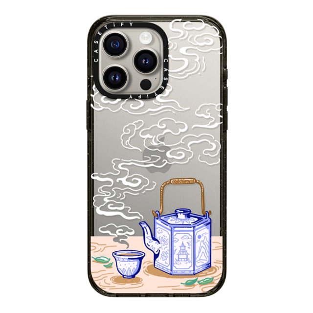 Georgina Leung x CASETiFY iPhone 15 Pro Max ケース ブラック インパクトケース Steaming Tea Leaves by Georgina Leung