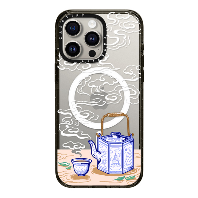 Georgina Leung x CASETiFY iPhone 15 Pro Max ケース ブラック インパクトケース MagSafe対応 Steaming Tea Leaves by Georgina Leung