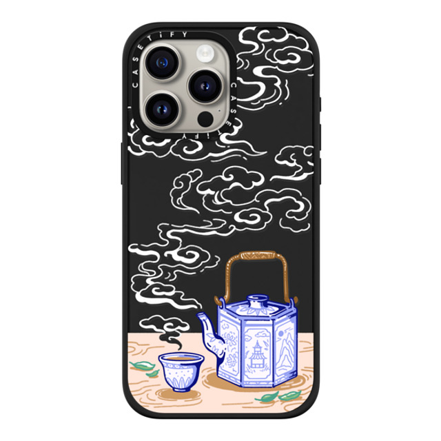 Georgina Leung x CASETiFY iPhone 15 Pro Max ケース マットブラック インパクトケース MagSafe対応 Steaming Tea Leaves by Georgina Leung