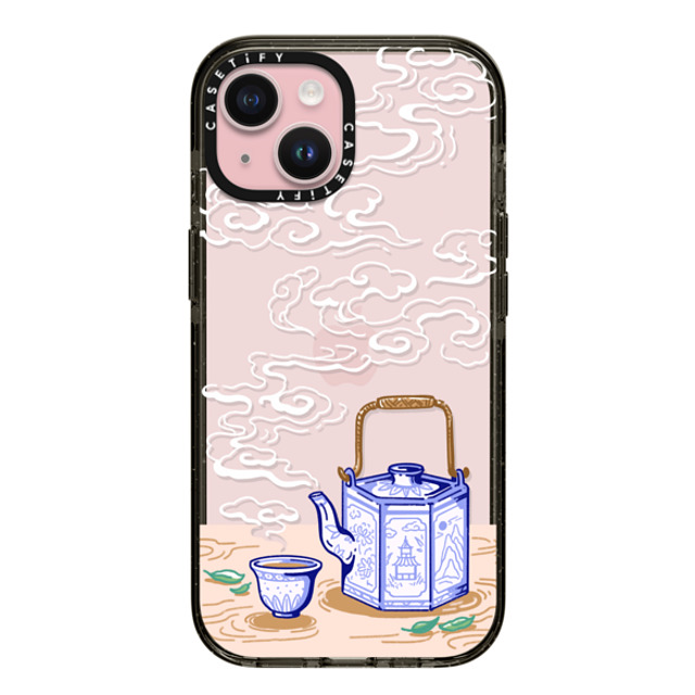 Georgina Leung x CASETiFY iPhone 15 ケース ブラック インパクトケース Steaming Tea Leaves by Georgina Leung