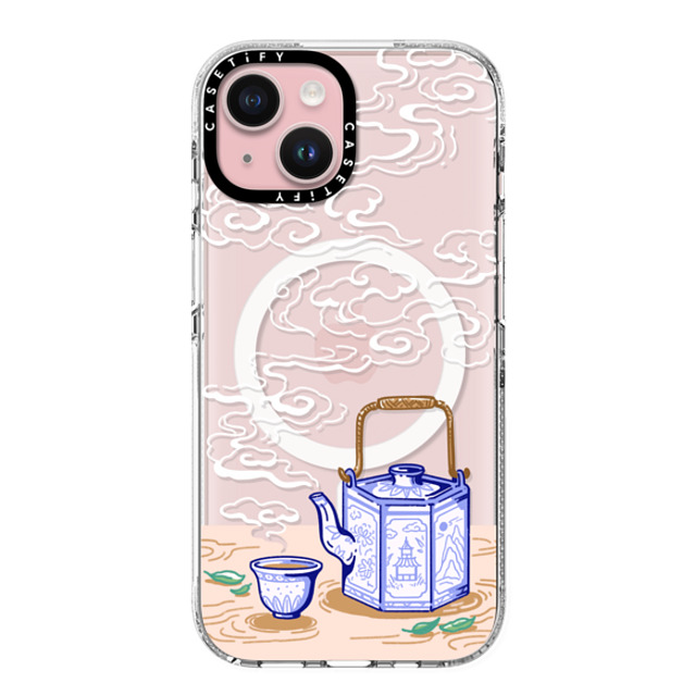 Georgina Leung x CASETiFY iPhone 15 ケース クリア クリア ケース MagSafe対応 Steaming Tea Leaves by Georgina Leung