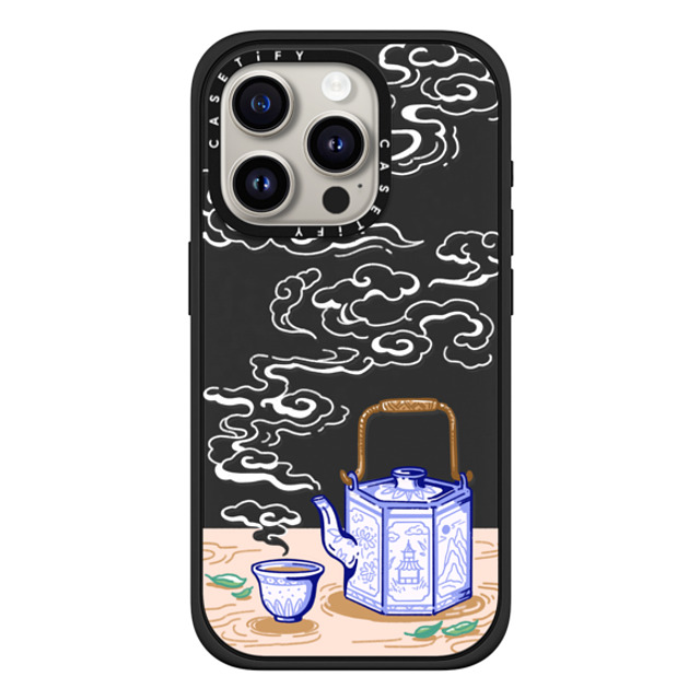 Georgina Leung x CASETiFY iPhone 15 Pro ケース マットブラック インパクトケース MagSafe対応 Steaming Tea Leaves by Georgina Leung