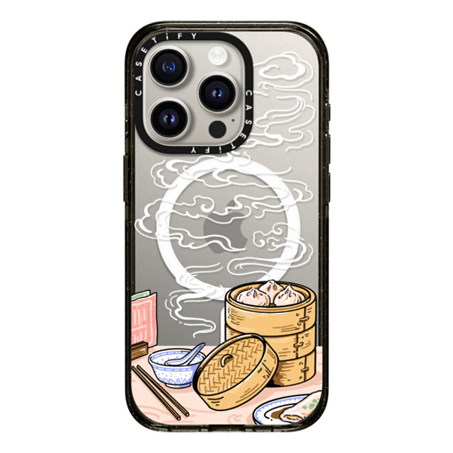 Georgina Leung x CASETiFY iPhone 15 Pro ケース ブラック インパクトケース MagSafe対応 Dim Sum by Georgina Leung