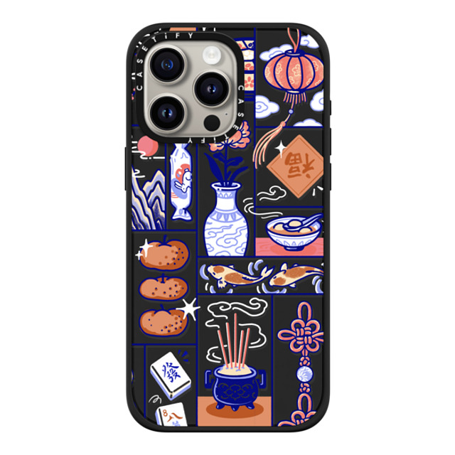 Georgina Leung x CASETiFY iPhone 15 Pro Max ケース マットブラック インパクトケース MagSafe対応 Lunar New Year