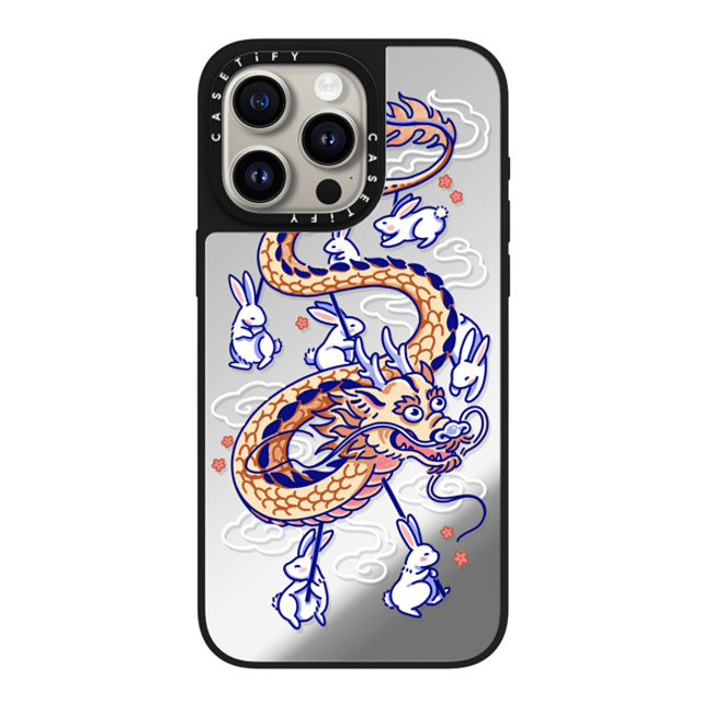 Georgina Leung x CASETiFY iPhone 15 Pro Max ケース Silver on Black ミラーケース MagSafe対応 Dragon Dance