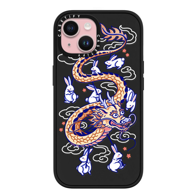 Georgina Leung x CASETiFY iPhone 15 ケース マットブラック インパクトケース MagSafe対応 Dragon Dance