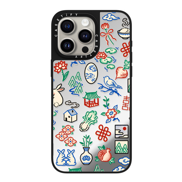 Georgina Leung x CASETiFY iPhone 15 Pro Max ケース Silver on Black ミラーケース MagSafe対応 Mahjong Mini