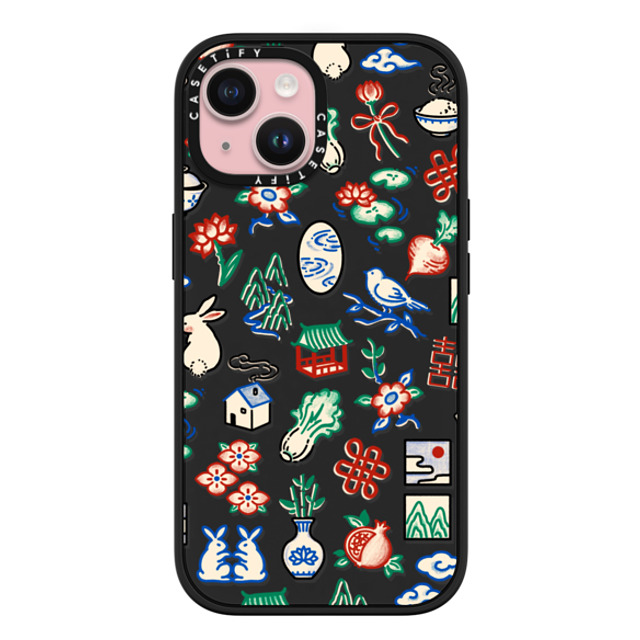 Georgina Leung x CASETiFY iPhone 15 ケース マットブラック インパクトケース MagSafe対応 Mahjong Mini