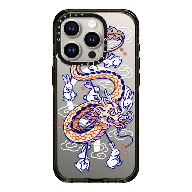 Georgina Leung x CASETiFY iPhone 15 Pro ケース ブラック インパクトケース MagSafe対応 Dragon Dance