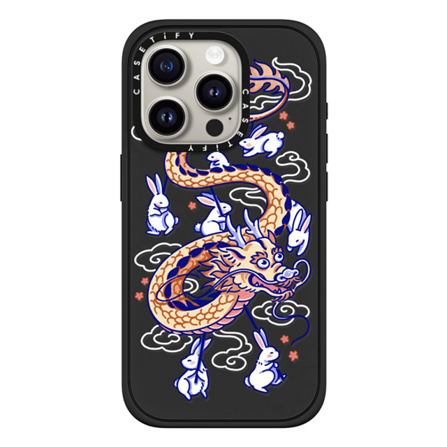 Georgina Leung x CASETiFY iPhone 15 Pro ケース マットブラック インパクトケース MagSafe対応 Dragon Dance