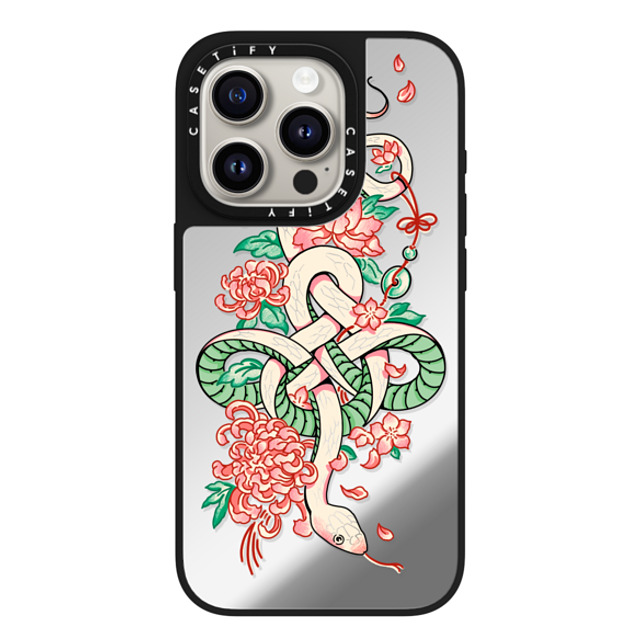 Georgina Leung x CASETiFY iPhone 15 Pro Case Silver on Black ミラーケース MagSafe対応 Fortune Snake Georgina Leung x CASETiFY iPhone 15 Pro Case Silver on Black ミラーケース MagSafe対応 Fortune Snake