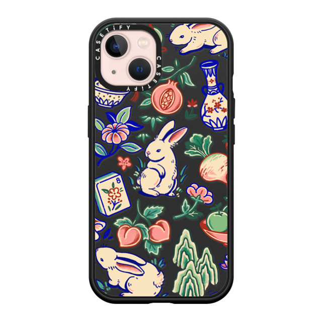 Georgina Leung x CASETiFY iPhone 13 ケース マットブラック インパクトケース MagSafe対応 Rabbit Garden by Georgina Leung