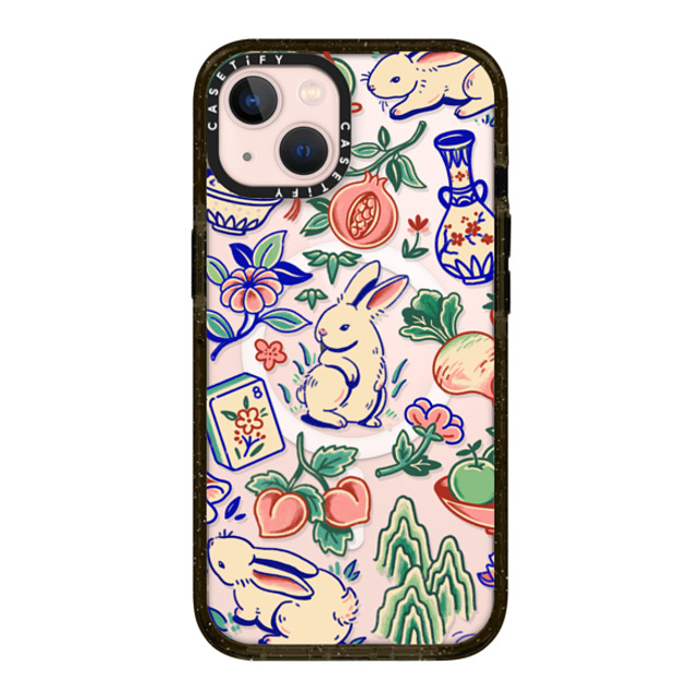 Georgina Leung x CASETiFY iPhone 13 ケース ブラック インパクトケース MagSafe対応 Rabbit Garden by Georgina Leung