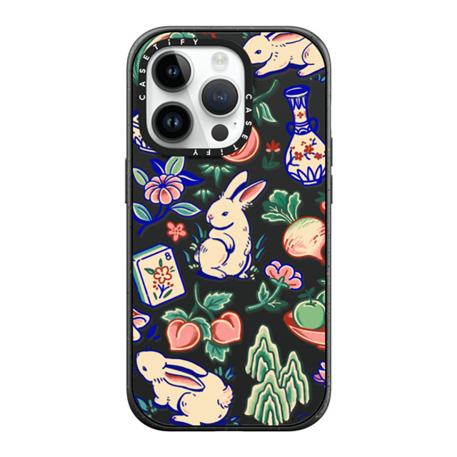 Georgina Leung x CASETiFY iPhone 14 Pro ケース マットブラック インパクトケース MagSafe対応 Rabbit Garden by Georgina Leung