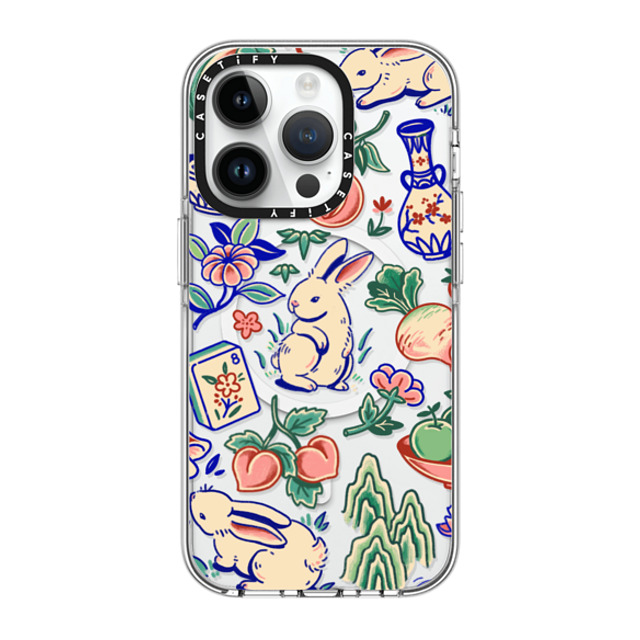 Georgina Leung x CASETiFY iPhone 14 Pro ケース クリア クリア ケース MagSafe対応 Rabbit Garden by Georgina Leung