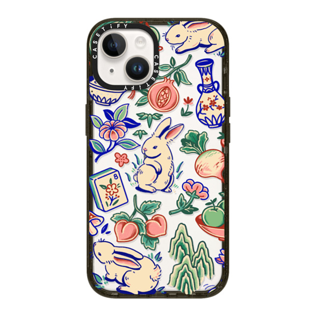 Georgina Leung x CASETiFY iPhone 14 ケース ブラック インパクトケース Rabbit Garden by Georgina Leung