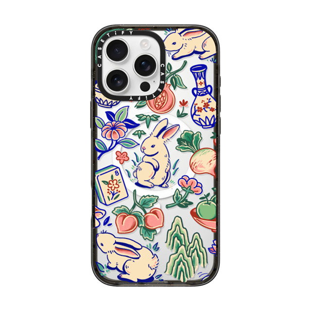 Georgina Leung x CASETiFY iPhone 16 Pro Max ケース ブラック インパクトケース MagSafe対応 Rabbit Garden by Georgina Leung