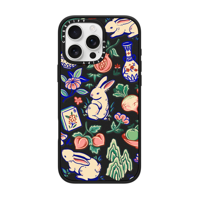 Georgina Leung x CASETiFY iPhone 16 Pro Max ケース マットブラック インパクトケース MagSafe対応 Rabbit Garden by Georgina Leung