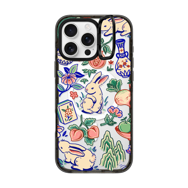 Georgina Leung x CASETiFY iPhone 16 Pro Max ケース ブラック インパクトリングスタンドケース MagSafe対応 Rabbit Garden by Georgina Leung