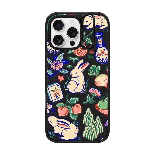 Georgina Leung x CASETiFY iPhone 16 Pro Max ケース マットブラック インパクトリングスタンドケース MagSafe対応 Rabbit Garden by Georgina Leung