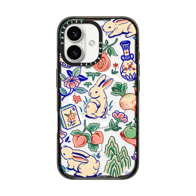 Georgina Leung x CASETiFY iPhone 16 ケース ブラック インパクトケース MagSafe対応 Rabbit Garden by Georgina Leung