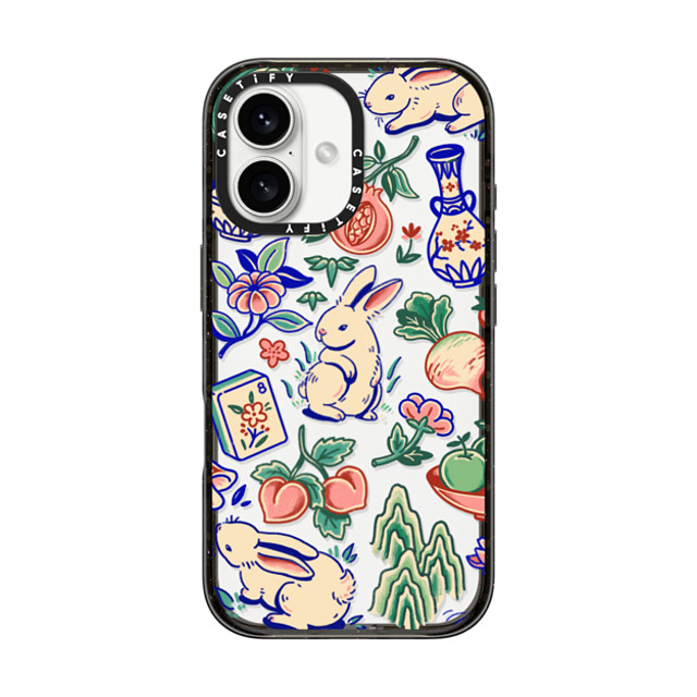 Georgina Leung x CASETiFY iPhone 16 ケース ブラック インパクトケース Rabbit Garden by Georgina Leung