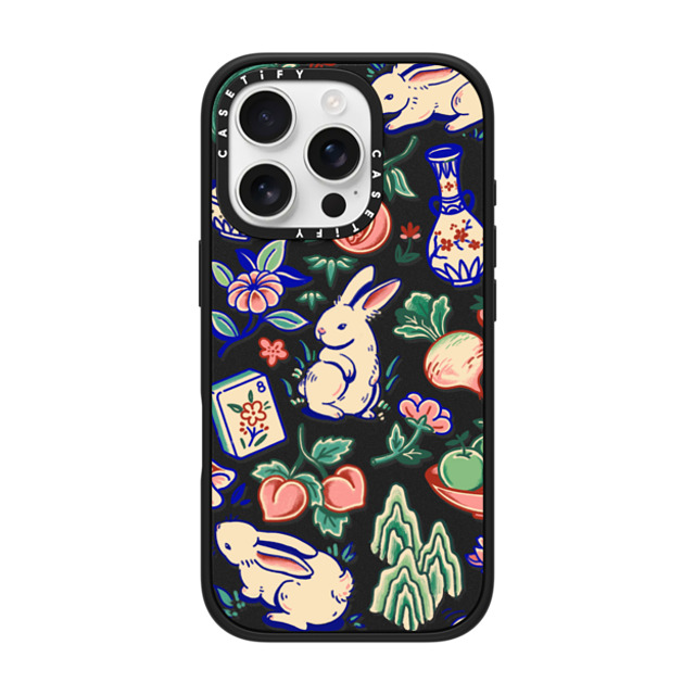 Georgina Leung x CASETiFY iPhone 16 Pro ケース マットブラック インパクトケース MagSafe対応 Rabbit Garden by Georgina Leung