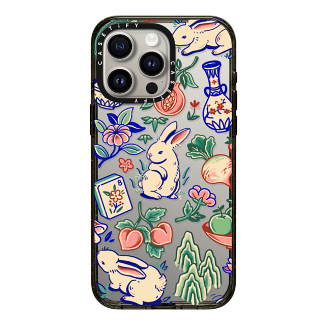 Georgina Leung x CASETiFY iPhone 15 Pro Max ケース ブラック インパクトケース Rabbit Garden by Georgina Leung