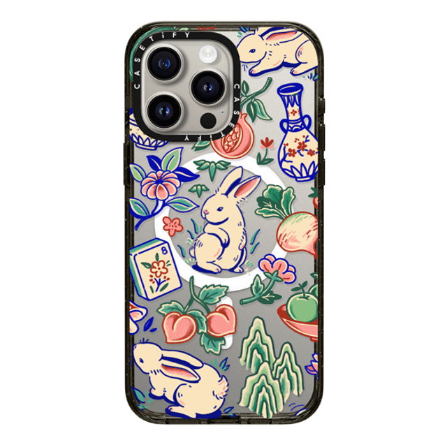 Georgina Leung x CASETiFY iPhone 15 Pro Max ケース ブラック インパクトケース MagSafe対応 Rabbit Garden by Georgina Leung