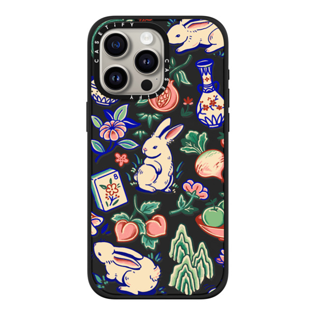 Georgina Leung x CASETiFY iPhone 15 Pro Max ケース マットブラック インパクトケース MagSafe対応 Rabbit Garden by Georgina Leung